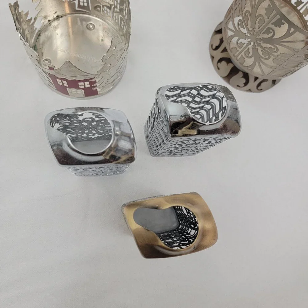 BATH & BODY WORKS 3 Wick Candle Holder Pedestal Soap Holder Silver Bronze 5 Pcs - Picture 13 of 15